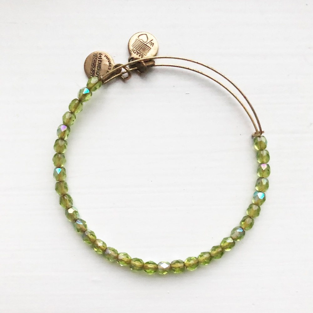 Gold & moss green “Rock Candy” beaded bracelet